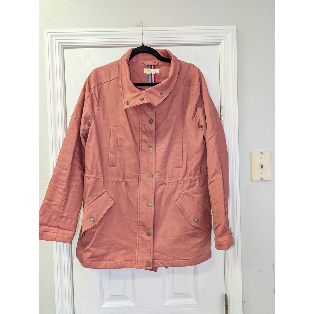 Boden Kentwell Parka Rose Pink Utility Barn Field Jacket Quilted Lining Size 12